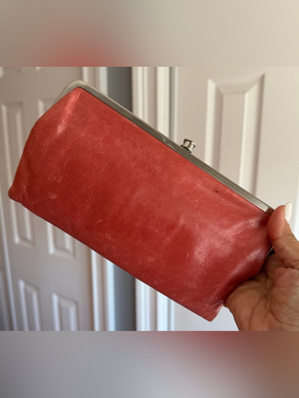 HOBO Lauren Coral Pink Leather
Clutch Double Frame Women’s - Picture 3 of 8